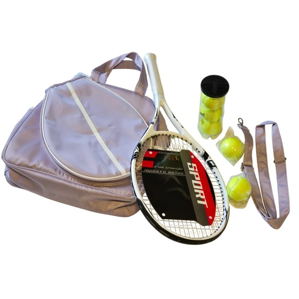 Tennis Bag Set Racket Balls Pink Travel Sport Kit - Picture 1 of 8